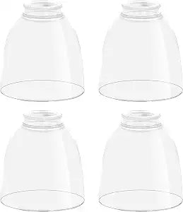 Clear Glass Bell Shade Replacement  1.65" Fitter  Compatible with Chandeliers, Wall Sconces, Vanity & Ceiling Lights  Decorative Lamp Globe for Home Lighting, 4 Pack