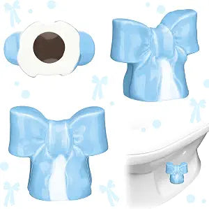Wonderjune 2 Pack Toilet Bolt Cover Coquette Bow, Blue