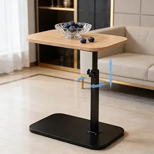Pedestal Adjustable c Table for Small SpacesC Shaped End Table Desktop can Turn 360 and the Height of the Sofa Small TV Tray Table Can be Adjusted for Couch