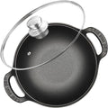 Cast Iron Wok with Dual Handle, Wok with Lid 9 inch