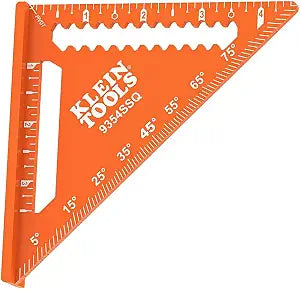 Klein Tools 9354SSQ 4-1/2-Inch Trim Square, Aluminum Rafter and Carpenter Square with Dual Reference Base, Woodworking Scribe Tool with Preset Angle Guide, Carpenter Tools