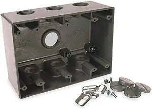 BELL 3-Gang Weatherproof Deep Box, Seven 3/4 in. Threaded Outlets, Gray