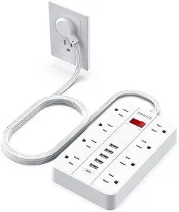 Power Strip with USB, SMNICE Flat Plug 5FT Extension Cord Wall Mountable