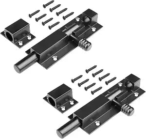 2 Pack 5" Black Slide Bolt Gate Latch, Heavy Duty Shed Door Barrel Bolt