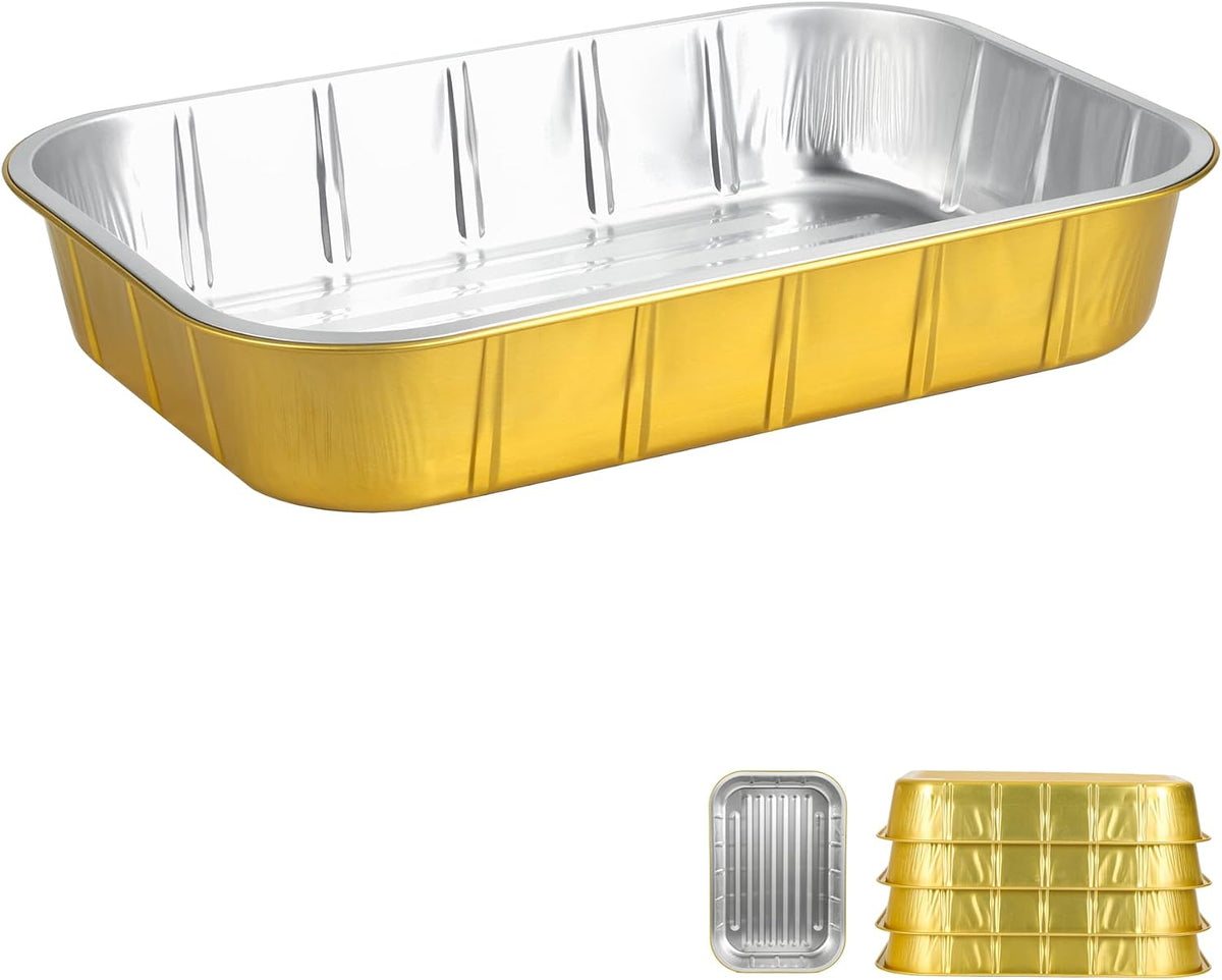 Aluminum Foil Pans 5 Pack,9x13,Heavy Duty Aluminum Pans, 118oz