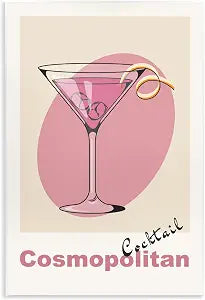 Vintage Cosmo Cocktail Bar, 13 x 19 Inch Mounted Print on Wall Plaque