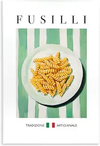 Traditional Fusilli Pasta, 10 x 15 Inch Mounted Print on Wall Plaque