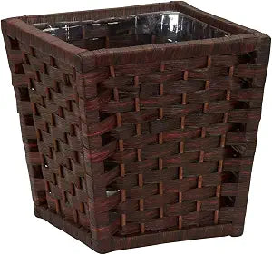 Household Essentials Woven Waste Basket, 3 Gallons, HandWoven Paper Rope with Removable Plastic Liner, Durable Wood Frame, Wide and Open Top for Easy Access, Decorative, Brown