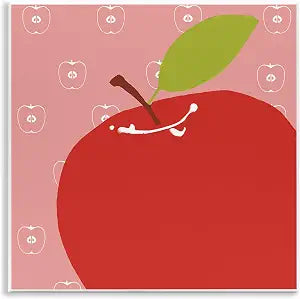 Geometric Apple Kitchen, 12 x 12 Inch Mounted Print on Wall Plaque
