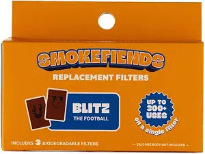 Smoke Fiends 3 Pack Replacement Filters | Discreet HEPA & Carbon Filtration | Biodegradable & Up to 300+ Uses (Blitz Football) | Packaging May Vary