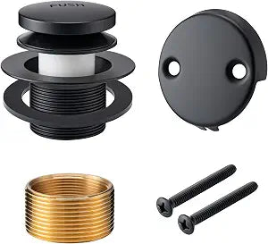 All Metal Tip-Toe Bathtub Drain Stopper Kit with 2-Hole Overflow Faceplate