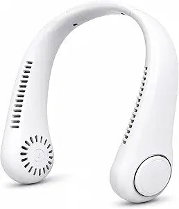 Portable Neck Fan Rechargeable 4000mAh, Hands Free Wearable Personal Fan with 3 Speeds, 360 Adjustable Dual Fan Heads, Bladeless Cooling Fan for Travel, Office, Outdoor Activities, White