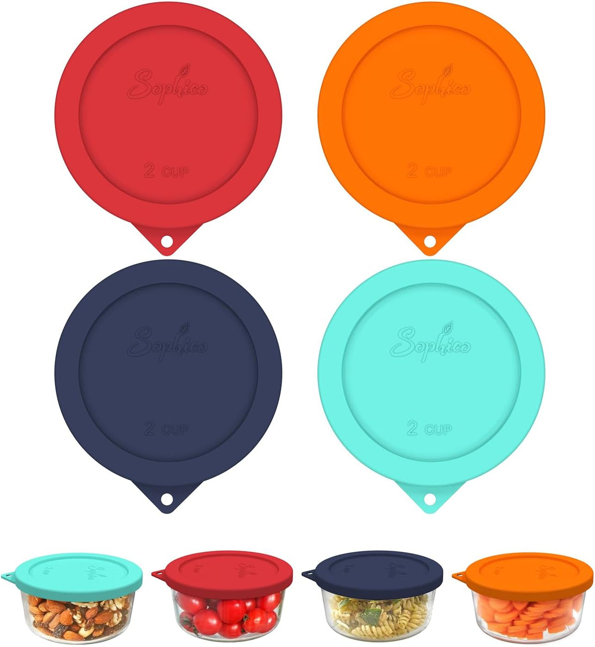SOPHICO 2 Cup Silicone Lids Replacement for Pyrex & Anchor Hocking 7200-PC