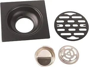 Stainless Steel Floor Drain, 4 Inch Round Shower Drain with Adjustable Leveling Feet and Removable Hair Strainer for Bathroom Kitchen Balcony Black