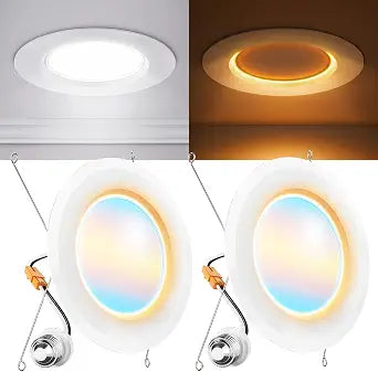 Sunco 2 Pack 6 Inch Retrofit LED Recessed Lights with Night Light, 5CCT