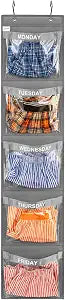 Day of Week Kids Clothes Organizer Weekly Hanging Closet Organizer Monday to Friday School Clothing Storage (GREY)