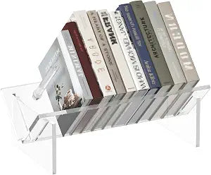 Sumerflos Acrylic Desktop Bookcase, Book Storage Organizer Bookshelves, Clear Mordern Tabletop Storage Rack for Office Home Shelf Display for Cd/Magazine/Book