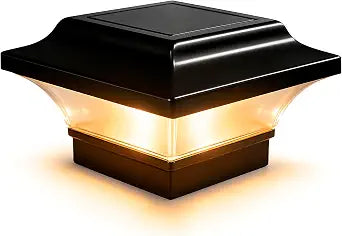 Classy Caps 2x2 Imperial Solar Post Cap - Fits 2"x2", 2.25"x2.25", & 2.5"x2.5" Deck & Fence Posts - Black Cast Aluminum - Warm/Cool Light Color Modes
