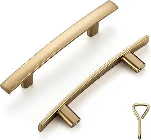 Ravinte Champagne Bronze Cabinet Pulls Curved Handles, 3 Inch CC, 10 Pack