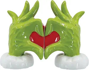 Department 56 Dr. Seuss Grinch Heart Hands Salt and Pepper Shaker Set, 4 Inch, Multicolor
