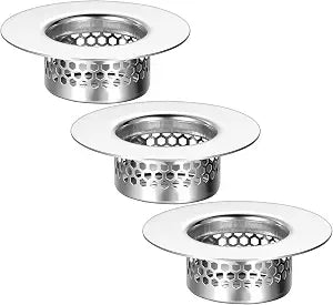 3 Pack Bathroom Sink Drain Strainer, Stainless Steel Drain Cover Sink Hair Catcher Mop Pool Slop Sinks Filter Rust-Proof Mesh Screen for Bathtub, Laundry, Utility, RV Sinks (Fits 1.25" to 1.6" Hole)