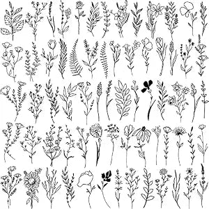 Temporary Tattoos For Women, Tiny Black Flower Branch