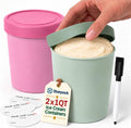 Starpack Homemade Ice Cream Containers, 1 Quart 2 Pack, Sage & Pink -Non-Toxic, Airtight Silicone Lids, BPA-Free Tubs, Rewritable Labels & Pen, Reusable, Stackable, Freezer Safe, Home Cook Gift