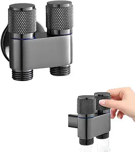 G1/2 Double Control Angle Valve, Hygienic Shower Toilet Bidet Sprayer 1-In-2-Out Dual Control Valve Hand Shower Bidet Attachment for Bathroom Toilet Kitchen Sink Water Heater Shower Head