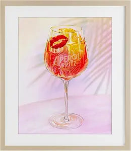 Retro Tropical Aperol Spritz Glam, 13 x 16 Inch Framed Print Under Glass