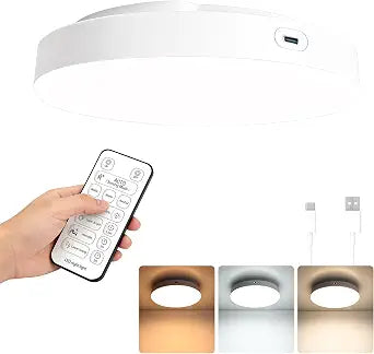 10000mAh Rechargeable Motion Sensor Ceiling Light Indoor, Wireless LED Ceiling Light with Remote, 3 Color Temperatures & Stepless Dimming, No Wiring LED Overhead Lighting for Closet Hallway