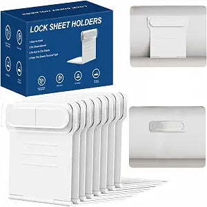 Bed Sheet Holders for Corners,Fitted Sheet Holders Keep Sheets Firm & Tight,Sheet Locks No More Loose Sheets(White),Bedlock, Fits Mattresses,Simple Installation,Includes 10 Anti-Slip Mats