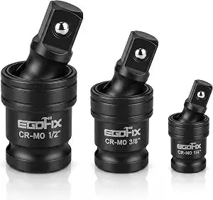 3PCS Impact Universal Joint-Socket Swivel Set, 1/2", 3/8" and 1/4"