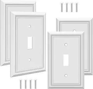 Natural Bamboo Fiber Single Toggle Light Switch Cover Plate 4-Pack White