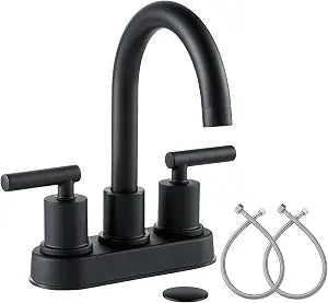 VXV Matte Black Bathroom Faucet, 4 inch Centerset 2-Handle Lead-Free