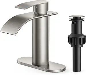 FORIOUS Single Handle Bathroom Faucet 1 or 3 Hole Waterfall Brushed Nickel