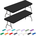 BDDC 2 Pack Table Covers for 6 Foot Tables Rectangle Fitted Black