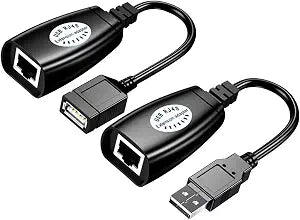 USB (Male) (Female) to RJ45 Adapter Set-USB to RJ45 LAN Extension Adapter Over Cat5/ Cat5e/ Cat6 Cable