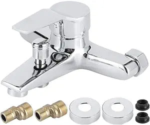 Garosa 1/2 Inch Wall Mounted Single Handle Shower Faucet, Chrome-Plated Brass Bathroom Faucet with Adjustable Mixer Tap for Home Use