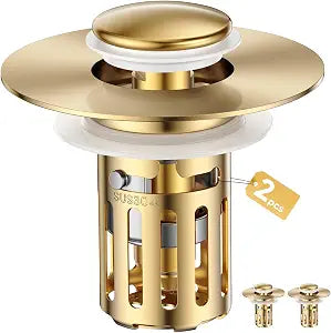 Heavy-Duty All-Metal Sink Stopper & Drain Strainer for Bathroom, Anti-Clog