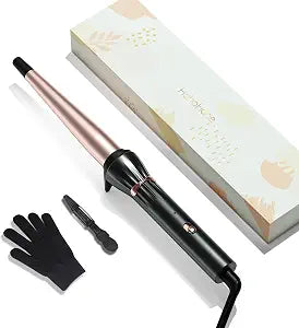 Hahahope Tapered Curling Iron 0.5-1 inch, Ceramic Hair Curler Dual Voltage