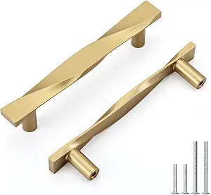 Rergy 10 Pack 3 Inch Hole Center Gold Cabinet Pulls