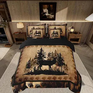 Feelyou Cute Deer Comforter Set with Sheets 7 Piece Twin Size for Girls
