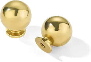 khtumeware 5 Pack 100% Solid Unlacquered Brass Cabinet Knobs Round Ball Real Brass Real Brass Knobs for Dresser Drawer 1 Inch Diameter