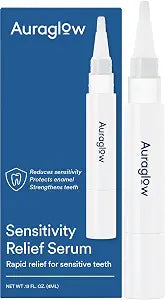Auraglow Sensitive Teeth Relief Serum Gel, Reduces Tooth Sensitivity with Potassium Nitrate and Nano Hydroxyapatite, Remineralization Gel, Strengthens Teeth & Protects Enamel, 40+ Treatments, 4ml