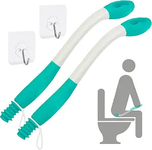 Butt Wiper Tool Wiper,15.75"Extra Long Toilet Assistance for Elderly,Disabled,Fat People,Pregnant,Easily Grips Toilet Paper or Wet Wipes Without Falling Out,Highly Practical Easy to Use with 2 Hooks
