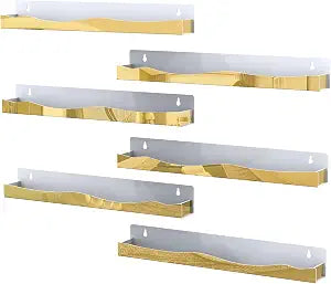 6 Pack Gold Mirror Nail Polish Rack 15L x 1.6W x 2H (Inch)