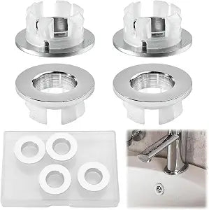 4 Pack Sink Overflow Ring, Solid Copper Decorative Basin Trim Overflow Cover Insert in Round Caps with Storage Case, Easy Install Hollow Rings Universal Fit for Bathroom & Kitchen Sink Drain
