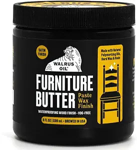 Walrus Oil - Furniture Butter, Paste Wax Wood Finish. 100% Natural, VOC-Free. 8 oz