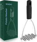 Beneno Ergonomic Grip Stainless Steel Potato Masher, Black