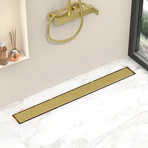 YEFU Gold Shower Drain 12 Inch with Tile Insert, Linear Drain for Bathroom